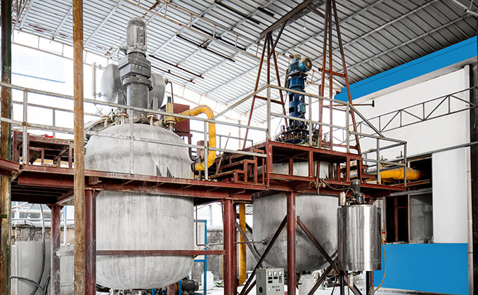2 big reactors in our factory showing the rigorous iso compliance
